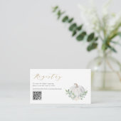 Witte Pompoen Herfst Baby shower QR Code Registry Informatiekaartje (Staand voorkant)