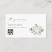 Witte Pompoen Herfst Baby shower QR Code Registry Informatiekaartje (Voorkant)