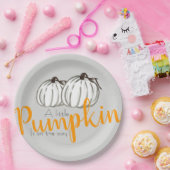 Witte pompoen herfst babydouchepapier bord (Feest)