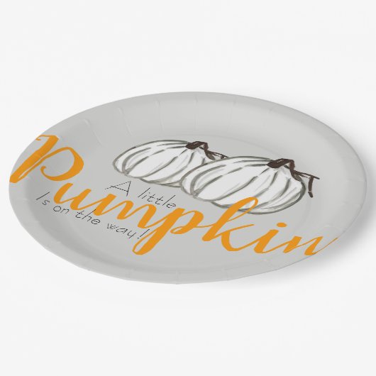 Witte pompoen herfst babydouchepapier bord (Gekanteld)