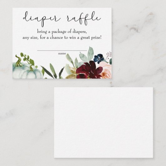 Witte pompoen Herfst in liefde luier raffle insert Informatiekaartje (Voorkant / Achterkant)