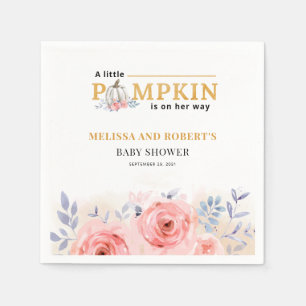 Witte Pompoen Koppel Baby Shower Bloemige Lila Servet