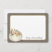 Witte Pompoen met bloemen en Schuur Hout Dank u Bedankkaart (Voorkant)