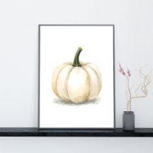 Witte Pompoen Poster | Elegante Herfst Esthetiek