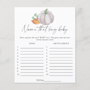 Witte pompoen - Raad dat lied babyshower spel
