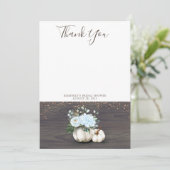 Witte Pompoen Rustieke Houten Bedankje Bedankkaart (Staand voorkant)