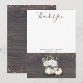 Witte Pompoen Rustieke Houten Bedankje Bedankkaart (Voorkant / Achterkant)