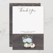 Witte Pompoen Rustieke Houten Dank Je Bedankkaart (Voorkant / Achterkant)