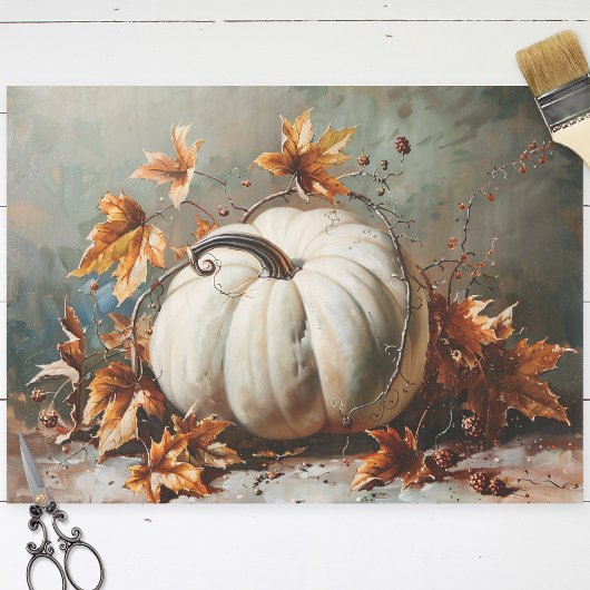  Witte Pompoen Schilderij Decoupage Tissuepapier