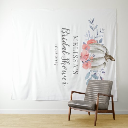 Witte Pompoen Sering Bloemige Bruidsdouche Wandkleed (In Situ (horizontaal))