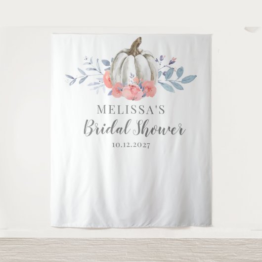 Witte Pompoen Sering Bloemige Bruidsdouche Wandkleed (Voorkant)
