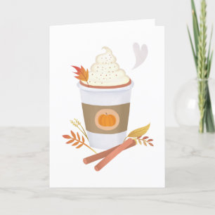 Witte Pompoen Spice Latte Herfst Verjaardag Kaart