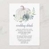 Witte pompoen Succulent Elegant Greenery Wedding Informatiekaartje (Voorkant)