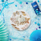 Witte pompoen Thanksgiving bladeren Papieren Bordje (Feest)