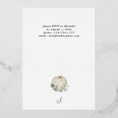 Witte pompoen Thanksgiving Folie Uitnodiging (Achterkant)