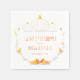 Witte Pompoen Twins Baby shower Papier Servet