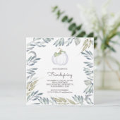 Witte Pompoen Vriendsgiving Uitnodigen - Vierkant Kaart (Staand voorkant)