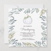 Witte Pompoen Vriendsgiving Uitnodigen - Vierkant Kaart (Voorkant)