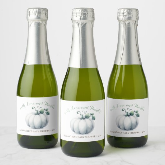 Witte Pompoen Wijnlabel – Herfst Baby Shower Favor Sparkling Wijnetiket (Flessen)