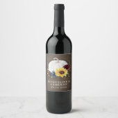 Witte Pompoen Zonnebloem Rozen Gouden Herfst Bruil Wijn Etiket (Voorkant)