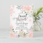 Witte pompoenen, bloemen baby shower uitnodiging (Staand voorkant)