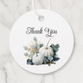 Witte pompoenen en eucalyptus Herfst Dank u Bedankjes Labels (Achterkant)