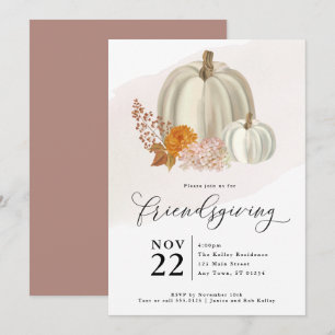 Witte pompoenen en herfstbloemen, Friendsgiving Kaart
