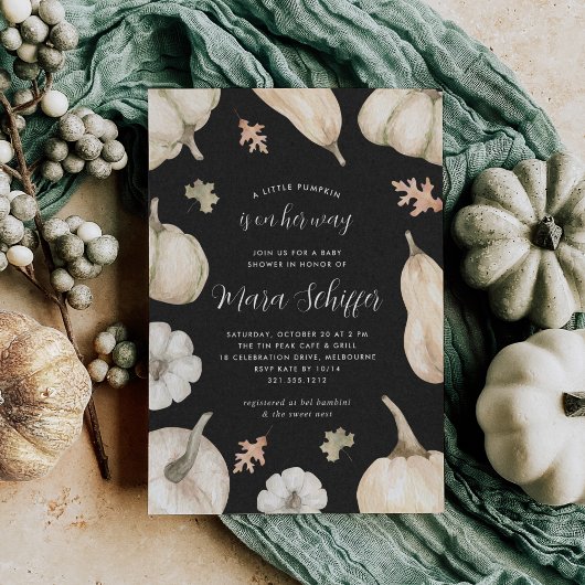 Witte Pompoenen Herfst Baby Shower Kaart