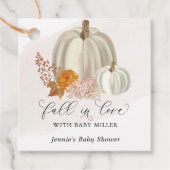 Witte Pompoenen Herfst in Liefde Baby shower Geper Bedankjes Labels (Voorkant)