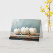 Witte pompoenen op een vintage blauwe tafel kaart (Gele Bloem)