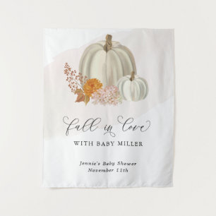 Witte Pompoenen Worden Verliefd Baby Shower Aangep Wandkleed