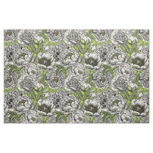 Witte pony-bloemen en -moten stof