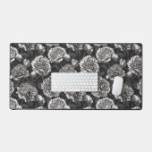 Witte pony bloemen op donkergrijs bureaumat (Keyboard & Muis)