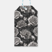 Witte pony bloemen op donkergrijs cadeaulabel (Voorkant)