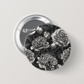 Witte pony bloemen op donkergrijs ronde button 5,7 cm (Voorkant /achterkant)