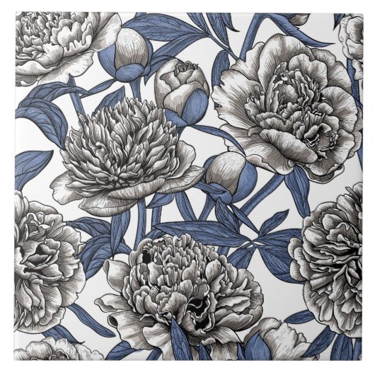 Witte pony bloemen tegeltje (Voorkant)