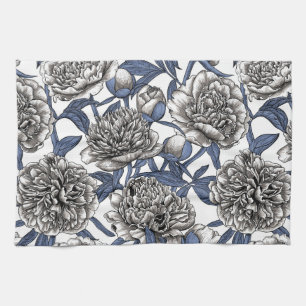Witte pony bloemen theedoek