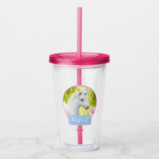 Witte Pony Eenhoorn Acryl Drinkbeker