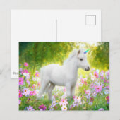 Witte Pony Eenhoorn Briefkaart (Voorkant / Achterkant)