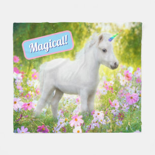 Witte Pony Eenhoorn Fleece Deken