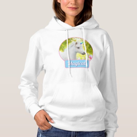 Witte Pony Eenhoorn Hoodie (Voorkant)