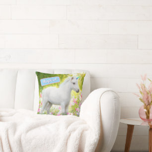 Witte Pony Eenhoorn Kussen