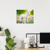 Witte Pony Eenhoorn Poster (Thuiskantoor)