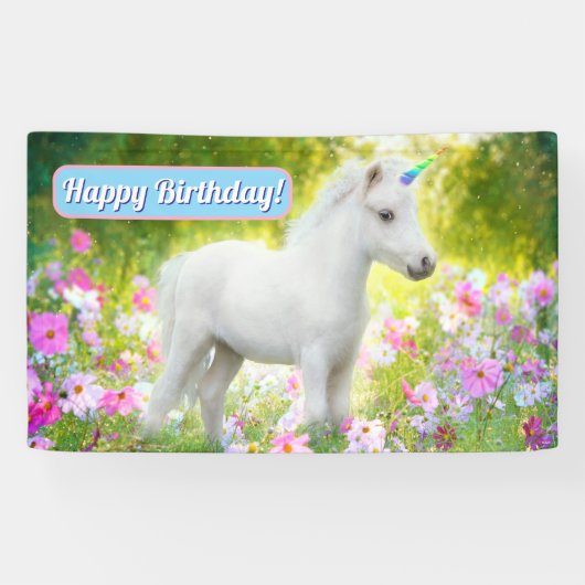 Witte Pony Eenhoorn Spandoek (Horizontaal)