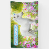 Witte Pony Eenhoorn Spandoek (Verticaal)
