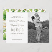 Witte pony's en Leaf-Waterverf - Sla de datum op Save The Date (Voorkant / Achterkant)