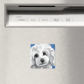 Witte Poodle Magneet (Insitu (Vaatwasser))