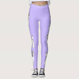 Witte Poodles Lila Leggings voor vrouwen