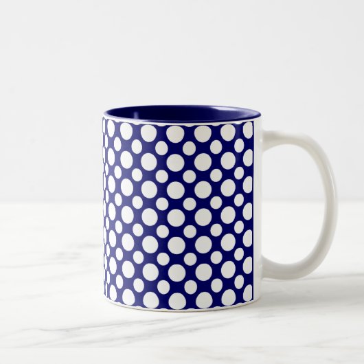 Witte pooldots op blauwe koffie Mok (Rechts)