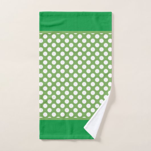Witte pooldots op groen bad handdoek (Handdoek)